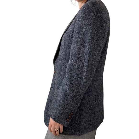 Vintage Harris Tweed Blue Gray Wool Woven in Scotland Sport Coat Blazer 40R - Picture 7 of 9